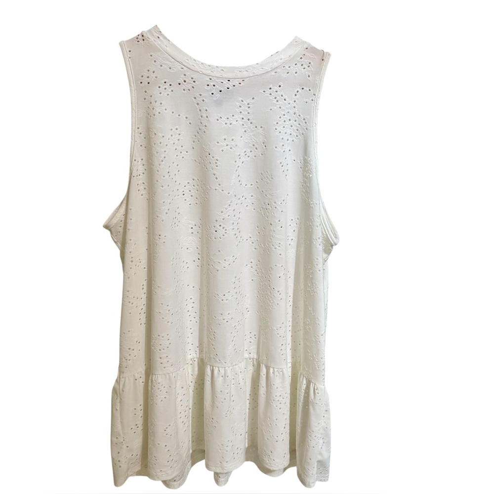 NWOT Anthropologie W5 Ivory Eyelet Broderie Peplum Sleeveless Top